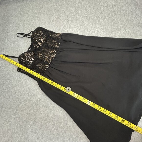 XHILARATION Fit & Flare Lace Dress XS Black Spaghetti Strap Built-In Bra Floral - Picture 6 of 9